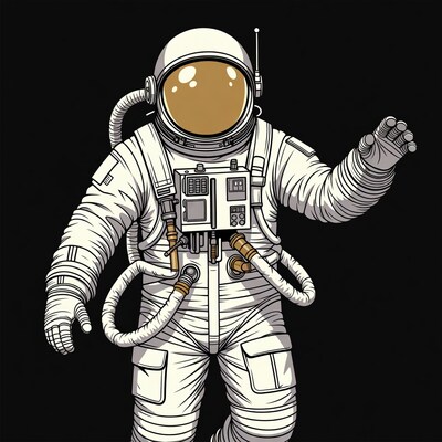 Astronaut waving in spacesuit