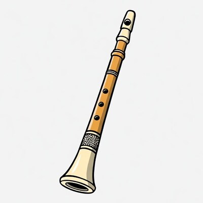 Cartoon Oboe on White Background