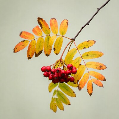 Rowan Branch with Red Berries