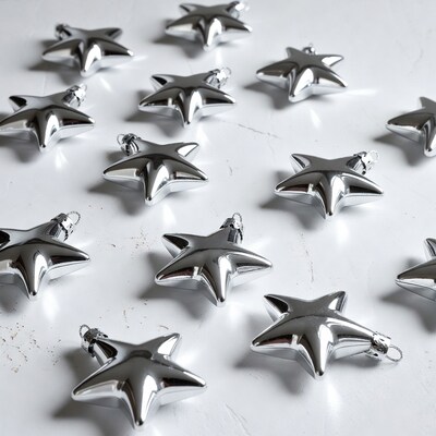Silver star Christmas ornaments