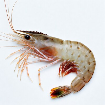 Fresh tiger prawn on white background