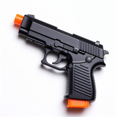 Black airsoft pistol with orange tip
