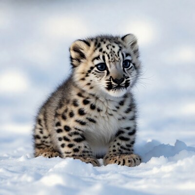 Snow Leopard Cub in Snow