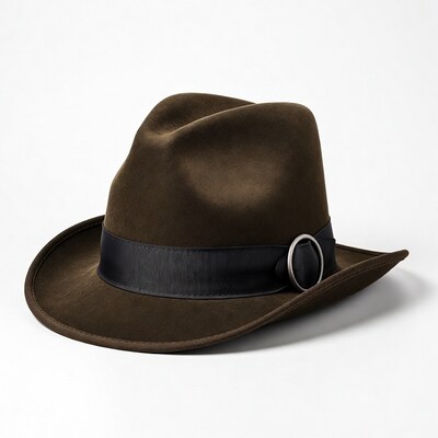 Brown Fedora Hat with Black Band