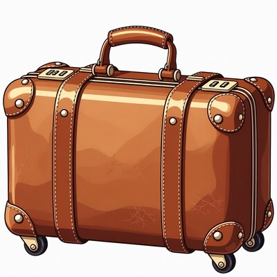 Brown Vintage Suitcase with Wheels