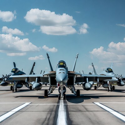 Row of F/A-18 Hornets on Tarmac