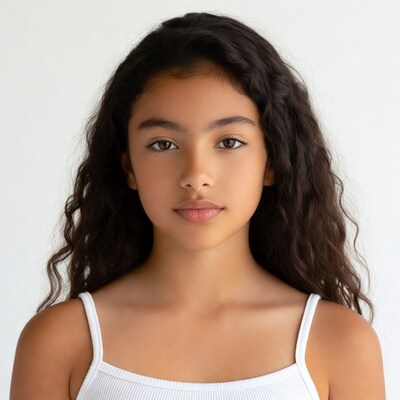 Young girl with curly black hair