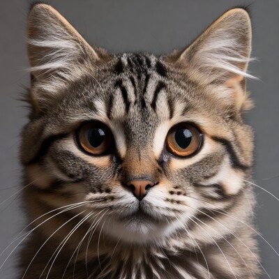 Close-up tabby kitten with orange eyes