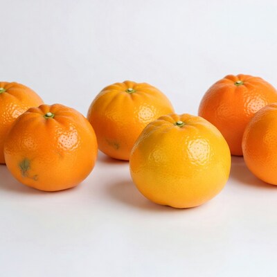 Fresh Oranges on White Background