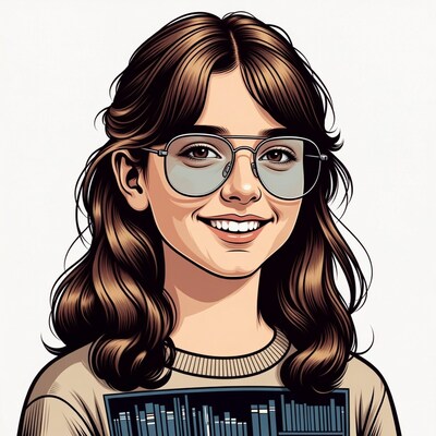 Smiling woman with glasses and books