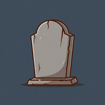 Cracked Tombstone Illustration