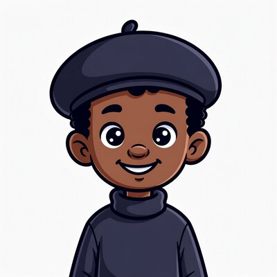 African-American boy wearing beret