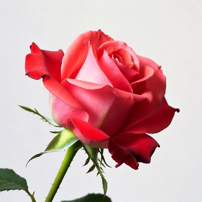 Pink Rose on White Background