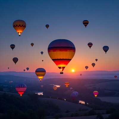 Hot Air Balloons Over Sunset Valley