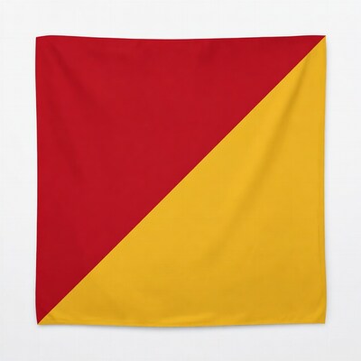 Red and Yellow Diagonal Split Flag
