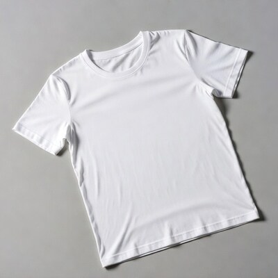 White T-shirt on Gray Background