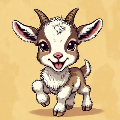 Cute baby goat illustration