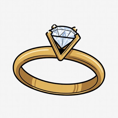 Gold diamond engagement ring illustration