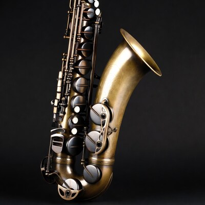 Vintage Alto Saxophone on Black Background