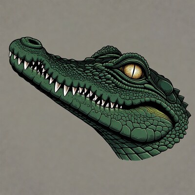 Green Crocodile Head Illustration