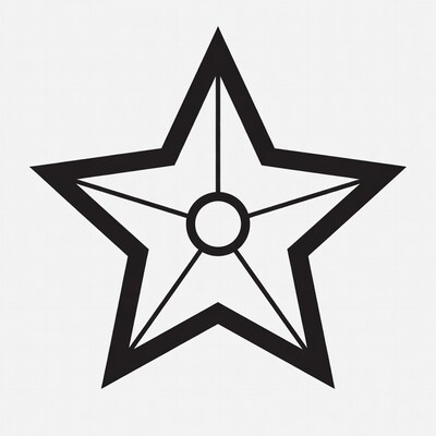 Black outline star with center circle