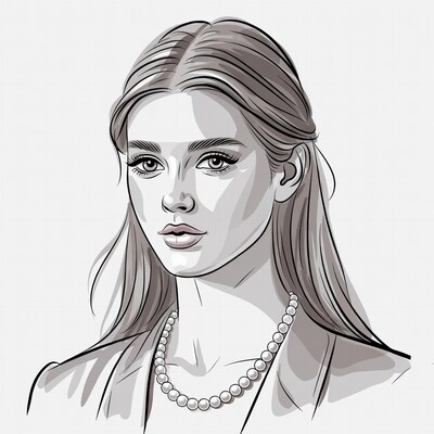 Woman with pearl necklace illustration