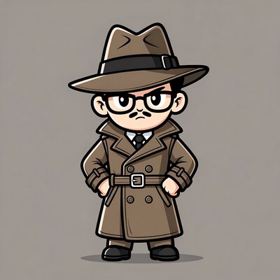 Chibi detective man in trench coat