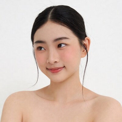 Asian woman smiling profile view