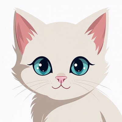 Cute white kitten with blue eyes