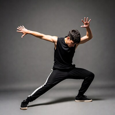 Young man dancing dynamic pose