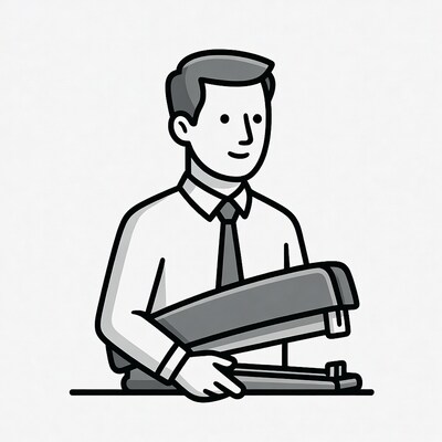 Man holding stapler illustration
