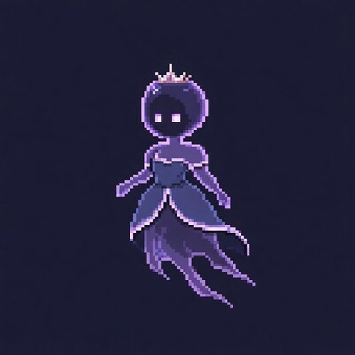 Ghostly pixel princess floating