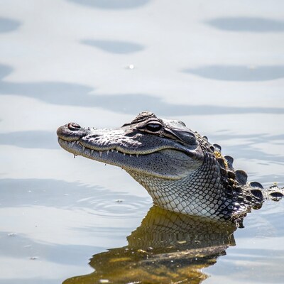 Alligator head emerging from water