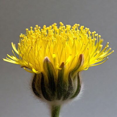 Yellow Spiky Flower on Gray Background