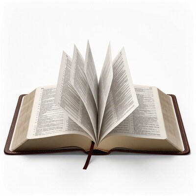 Open Bible on White Background