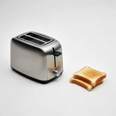 Silver Toaster with Bread Slices