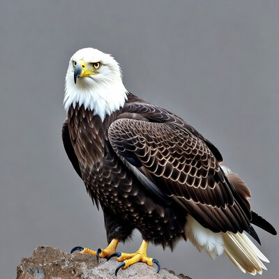 Bald Eagle Perched on Rock