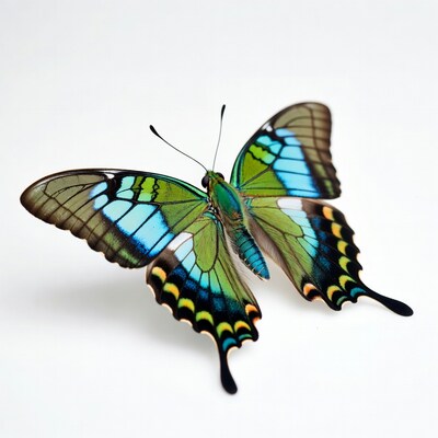 Colorful Green Blue Butterfly Wings Spread