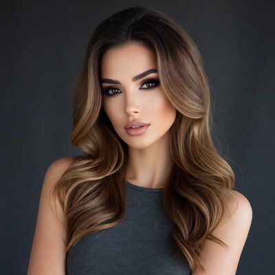 Beautiful woman with wavy brown hair