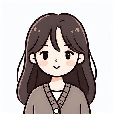 Smiling Asian girl in cardigan illustration