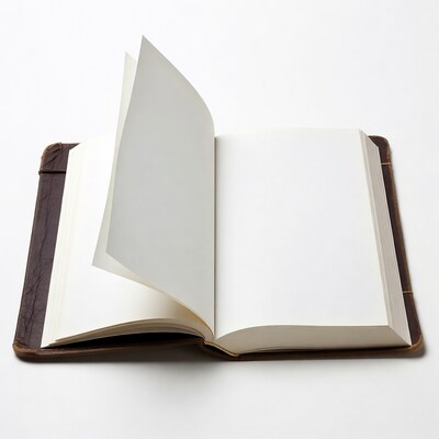 Open Brown Leather Notebook