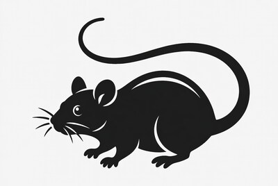 Black silhouette mouse illustration