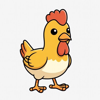 Cute yellow cartoon chicken