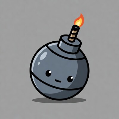Cute cartoon bomb with lit fuse
