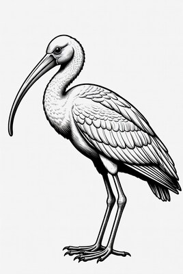 Ibis bird line art illustration