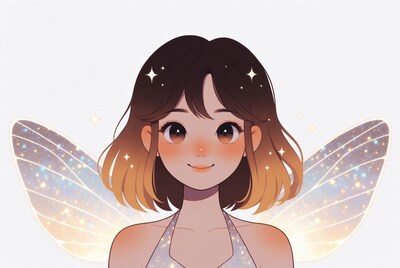 Anime girl with sparkling fairy wings