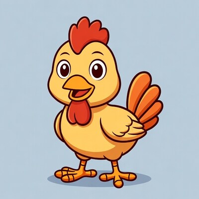 Cute cartoon yellow chick smiling