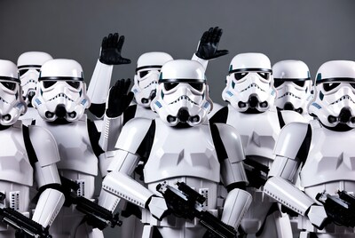 Group of Stormtroopers Raising Hands
