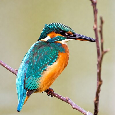 Kingfisher perched on branch