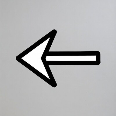 Black left arrow on gray background